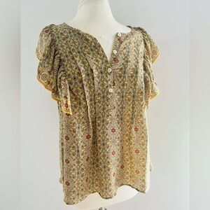 Max Studio Ruffled floral short sleeve top